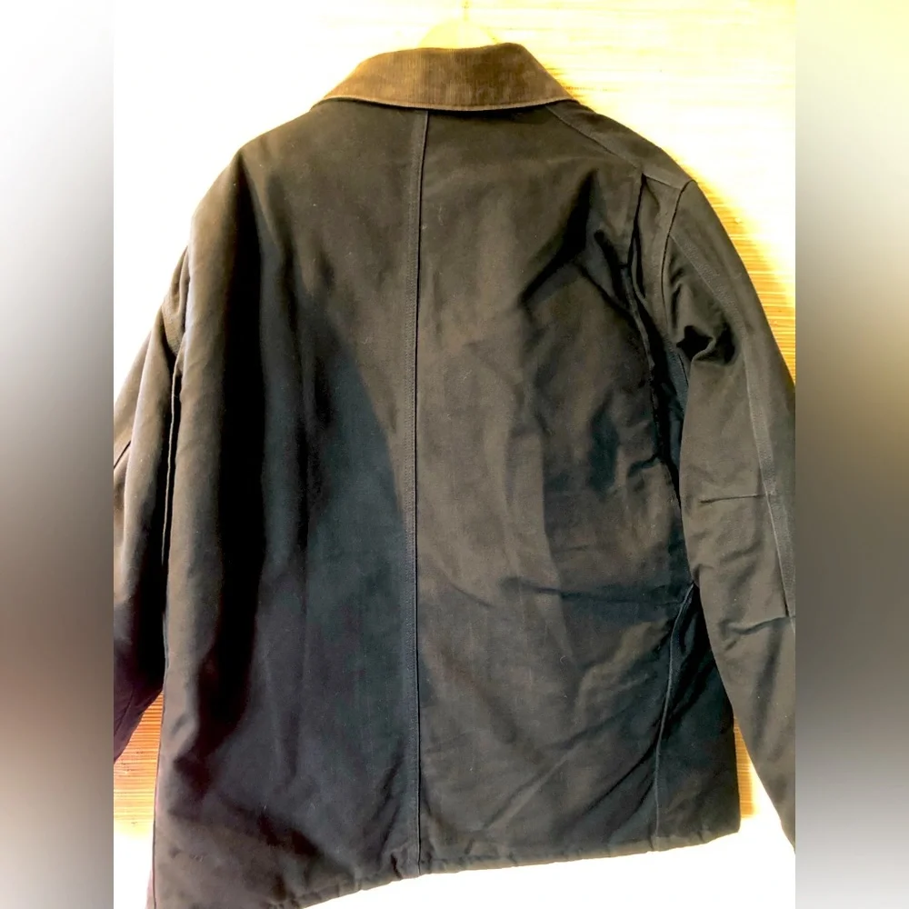 CARHARTT winter coat men’s sz 50T Blk canvas w/brown corduroy collar Looks new! - Picture 4 of 5